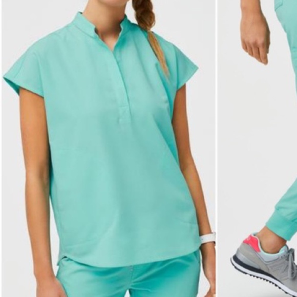 NWT limited edition aqua FIGS rafaela scrub top